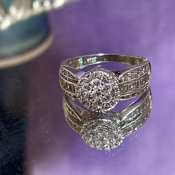 Paved Halo 925 & CZ Ring - Picture 4 of 5